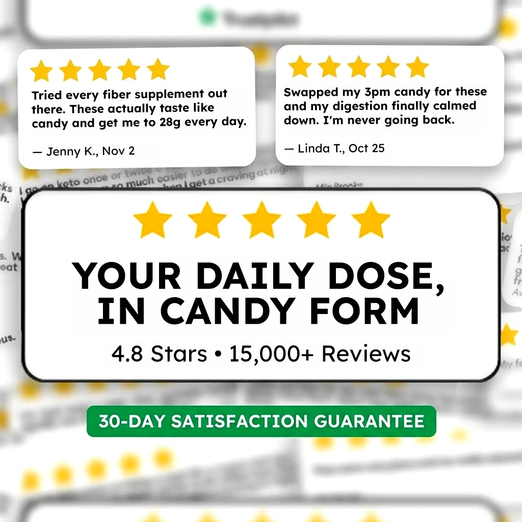 Your daily dose, in candy form — 4.8 stars, 15,000+ reviews, 30-day satisfaction guarantee